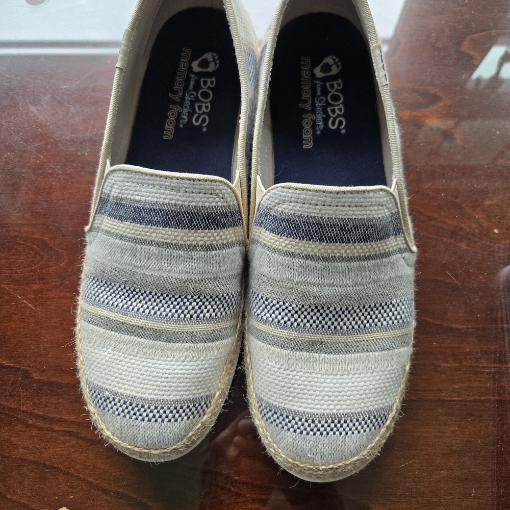 Skechers Women's Striped Slip-On Shoes - Gray and Blue